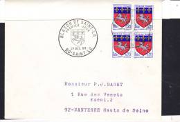 FRANCE LETTRE BLASON DE ST LO PREMIER JOUR DU 17/12/1966 BLOC DE 4 - Cartas & Documentos