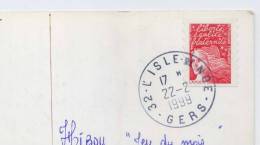 Cachet Manuel--32--L´ISLE De NOE  Sur Marianne De Luquet,le Tout Sur Carte Postale Abbaye De Royaumont-95 - Handstempels