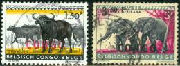 CONGO DEMOCRATIC REPUBLIC, REPUBBLICA DEL CONGO, 1959, PROTECTED ANIMALS, FRANCOBOLLI USATI, Scott 346,348 - Other & Unclassified