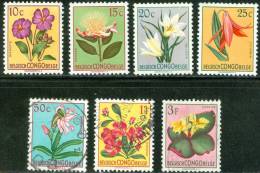 BELGIAN CONGO, CONGO BELGA, 1952, MULTICOLORED FLOWERS, FRANCOBOLLI NUOVI E USATI, YT 302-305,307,310,314 - Gebraucht