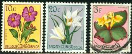 BELGIAN CONGO, CONGO BELGA, 1952, MULTICOLORED FLOWERS, FRANCOBOLLI NUOVI E USATI, YT 302,304,314 - Unused Stamps