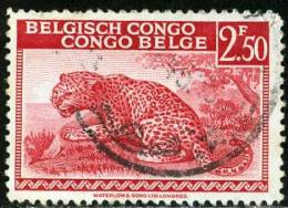 BELGIAN CONGO, CONGO BELGA, 1942, LEOPARD, FRANCOBOLLO USATO, Scott 219 - Gebruikt