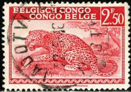 BELGIAN CONGO, CONGO BELGA, 1942, LEOPARD, FRANCOBOLLO USATO, Scott 219 - Usados