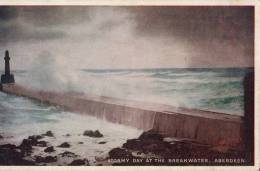 BR39743 Stormy Day At The Breakwater Aberdeen      2 Scans - Aberdeenshire