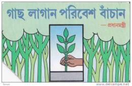 Bangladesh, BAN-04, 100 Units, Hand Planting A Tree (Reverse With Two Circle Logos), 2 Scans. - Bangladesch