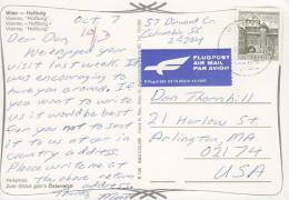 Austria PPC Wien - Hofburg Flugpost Airmail Par Avion Label WIEN 1983 To Massachusetts USA (2 Scans) - Sonstige & Ohne Zuordnung