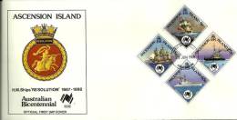ASCENSION ISLAND FDC 200 YEARS AUSTRALIA SHIPS SET OF 4 DATED 23-06-1988 CTO SG? READ DESCRIPTION !! - Ascension