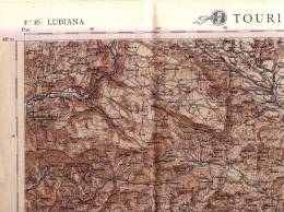 LUBIANA , LJUBLJANA Carta Topografica Fronte Della Guerra 1917 , Touring Club Italiano - Mapas Topográficas