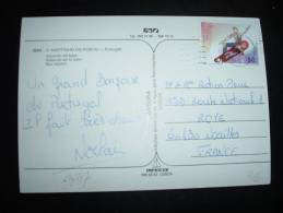 CP PAR AVION POUR LA FRANCE TP 80 SKATE OBL. 1997 NAZARE - Storia Postale