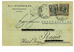 SP75) CARTOLINA POSTALE PUBBLICITARIA PONTEDERA PISA /ROMA 31.01.1923  CENT. 15X2 - Andere & Zonder Classificatie