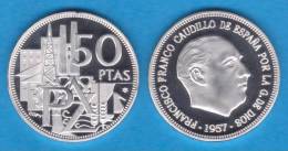 ESPAÑA  /  ESTADO ESPAÑOL  / FRANCO 50 PESETAS 1.957 # 64 PROOF SC/UNC "25 AÑOS DE LA PAZ" DL-10.076 - 50 Peseta