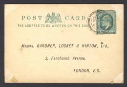 Great Britain 1904, Postcard - Edward VII, Hornsey To London - Lettres & Documents