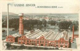 78 BONNIERES SUR SEINE USINE SINGER VOIR VERSO REPRESENTANT A REIMS - Bonnieres Sur Seine