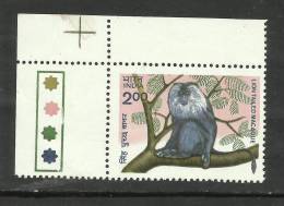 INDIA, 1983, Wildlife,Lion Tailed Macaque,With Traffic Lights, Top Left, MNH, (**) - Neufs