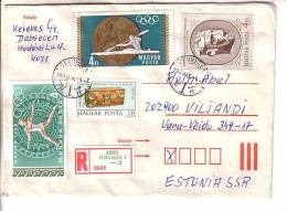 GOOD HUNGARY " REGISTERED " Postal Cover To ESTONIA 1989 - Good Stamped: Art ; Olympic Games - Briefe U. Dokumente