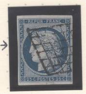 Cérès N° 4a (Variété, Petits Points Devant Le Visage) Avec Oblitération Grille De 1849  TTB - 1849-1850 Ceres