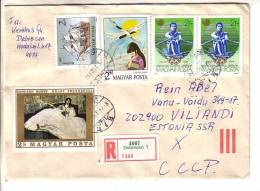 GOOD HUNGARY " REGISTERED " Postal Cover To ESTONIA 1988 - Good Stamped: Art ; Bird ; Ship ; Olympic - Lettres & Documents