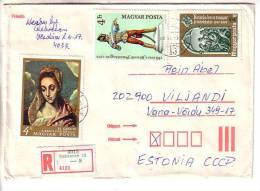 GOOD HUNGARY " REGISTERED " Postal Cover To ESTONIA 1988 - Good Stamped: Art ; Uniform - Briefe U. Dokumente