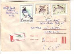 GOOD HUNGARY " REGISTERED " Postal Cover To ESTONIA 1988 - Good Stamped: Art ; Bird - Lettres & Documents