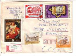 GOOD HUNGARY " REGISTERED " Postal Cover To ESTONIA 1988 - Good Stamped: Art ; Architecture - Briefe U. Dokumente