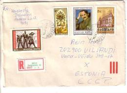 GOOD HUNGARY " REGISTERED " Postal Cover To ESTONIA 1987 - Good Stamped: Art - Cartas & Documentos