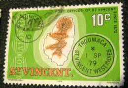 St Vincent 1979 Map Of The Island 10c - Used - St.Vincent (...-1979)