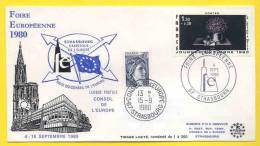 STRASBOURG - FOIRE - CATHEDRALE / 1980 OBLIT. TEMPORAIRE ILLUSTREE SUR LETTRE (ref 103) - Covers & Documents