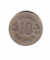 ICELAND   10  KRONUR  1970  (KM# 15) - Island