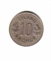 ICELAND   10  KRONUR  1970  (KM# 15) - Iceland