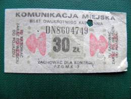 Old Ticket From Poland, Transport, Really I Don't Know If This Ticket For Bus Or Metro Or Train - Europe