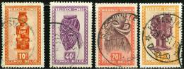 BELGIAN CONGO, CONGO BELGA, 1947, INDIGENOUS ART, FRANCOBOLLI USATI, YT 277,281,285,293 - Oblitérés