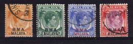 B.M.A. - 1947/48 - Definitives (4 Values,Chalk Surfaced Paper) - Used - Malaya (British Military Administration)