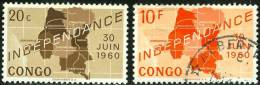 REPUBBLICA DEMOCRATICA DEL CONGO, 1960, INDIPENDENZA, FRANCOBOLLI NUOVI E USATI, Scott 356,364 - Neufs