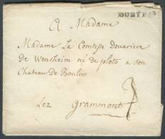 Enveloppe Avec Contenu De COURTRAY En 1773 Vers Boulers Près De Grammont; Port ´3´ + Contenu (3 Pages) Signé Delport Bén - 1714-1794 (Pays-Bas Autrichiens)