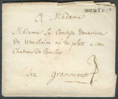 Enveloppe Avec Contenu De COURTRAY En 1773 Vers Boulers Près De Grammont; Port ´3´ + Contenu (3 Pages) Signé Delport Bén - 1714-1794 (Oesterreichische Niederlande)