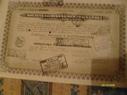 1953 Società PeL RISANAMENTO Di NAPOLI Sede Di Napoli Certificato N.100 Azioni - S - V
