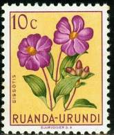 RUANDA URUNDI, 1953, FLORA, FIORI, FLOWERS, DISSOTIS, FRANCOBOLLO NUOVO (MLH*), Scott 114, YT 177, Bel. 177 - Unused Stamps