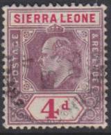 SIERRA LEONE 1904 4d KE VII SG 92 U XQ156 - Sierra Leona (...-1960)