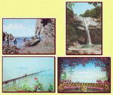 DPR North Korea - 4 Propaganda Postcards, Waterfall, Bridges, Tourism, Folk Balet - Korea, North