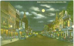 Amérique Etats Unis Night Vew   Lancaster  Main Sreet   Rue Principale  Voitures Anciennes  Aspect Toilé  TBE - Andere & Zonder Classificatie