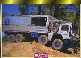 FICHE CARTONNE 25x18.5 CM CAMION DOC.AU DOS VOIR SCAN SERIE COMPETITION MAN OKAVANGO 8X8 1990 - Trucks