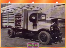 FICHE CARTONNE 25x18.5 CM CAMION DOC.AU DOS VOIR SCAN SERIE AGE D'OR MACK AB 1914 - Camion