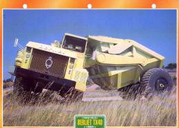 FICHE CARTONNE 25x18.5 CM CAMION DOC.AU DOS VOIR SCAN SERIE TRAVAUX PUBLICS 1984 BERLIET TX40 - Trucks