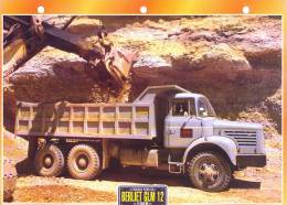 FICHE CARTONNE 25x18.5 CM CAMION DOC.AU DOS VOIR SCAN SERIE TRAVAUX PUBLICS 1966 BERLIET GLM 12 - Camiones