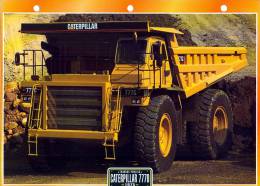 FICHE CARTONNE 25x18.5 CM CAMION DOC.AU DOS VOIR SCAN SERIE TRAVAUX PUBLICS 1975 CATERPILLAR 777D - Camion