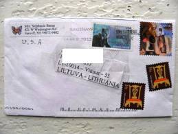 Cover Sent From USA To Lithuania, Chemist Calvin, Forever, Cartoon Dog - Cartas & Documentos