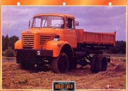 FICHE CARTONNE 25x18.5 CM CAMION DOC.AU DOS VOIR SCAN SERIE TRAVAUX PUBLICS 1977 Berliet L64/8 - Camions