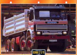 FICHE CARTONNE 25x18.5 CM CAMION DOC.AU DOS VOIR SCAN SERIE TRAVAUX PUBLICS 1988 SCANIA P 113 HK - Trucks