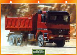 FICHE CARTONNE 25x18.5 CM CAMION DOC.AU DOS VOIR SCAN SERIE TRAVAUX PUBLICS 1997 MERCEDES BENZ ACTROS - LKW