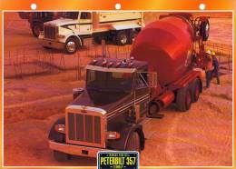 FICHE CARTONNE 25x18.5 CM CAMION DOC.AU DOS VOIR SCAN SERIE TRAVAUX PUBLICS  1997 PETERBILT 357 - Camion